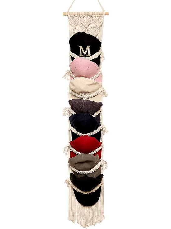 Other - New Boho Macrame Over Door Baseball Cap Holder Wall Hat Organizer 16 Hat Rack